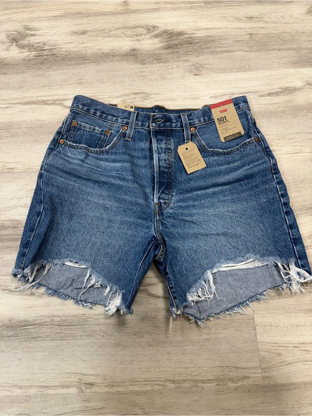 Levi's Blue Distressed Cutoff Denim Shorts - Women's